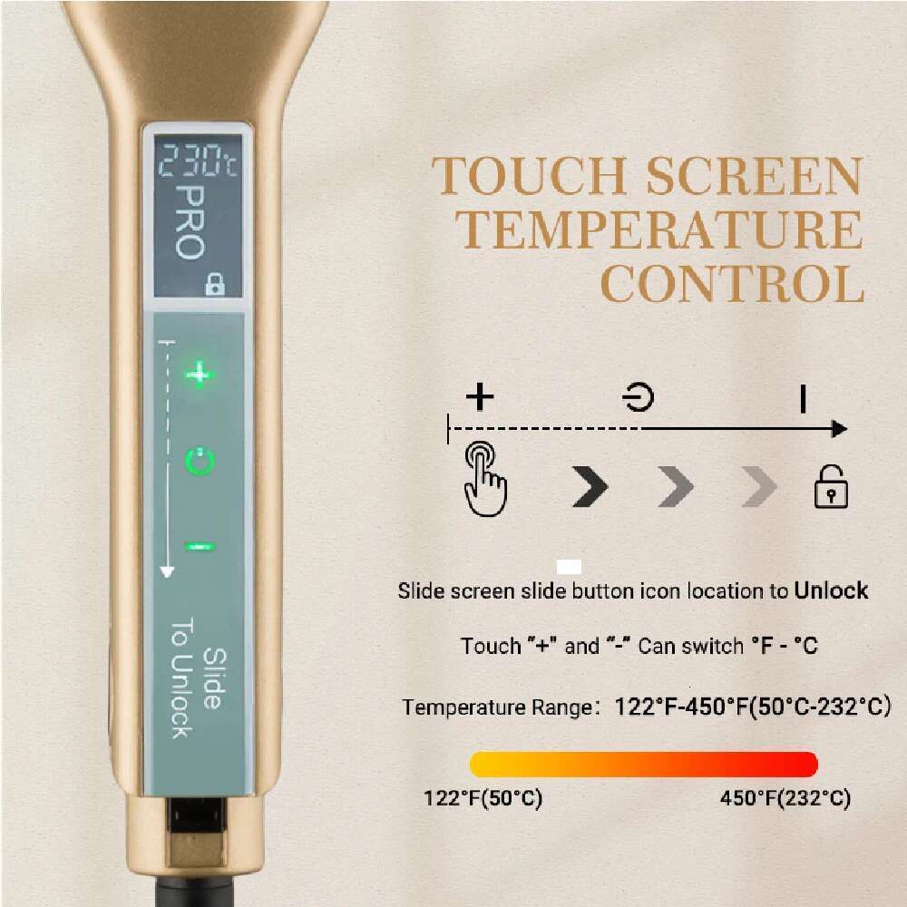 RUCHA Flat Iron Touch Screen Titanium Wide Plate Brazilian Keratin Treatment Hair Straightener MCH Fast Heanting