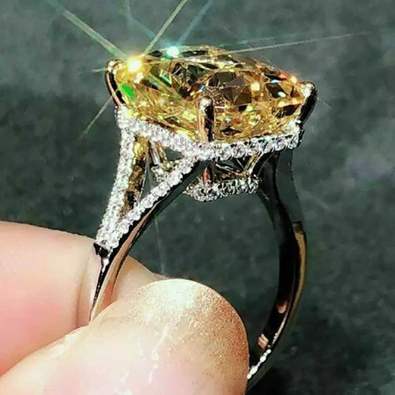 925 Sterling Silver Gorgeous Yellow CZ Rings for Women Engagement Wedding Luxury Las Accories Party Train JewelryXJ250514