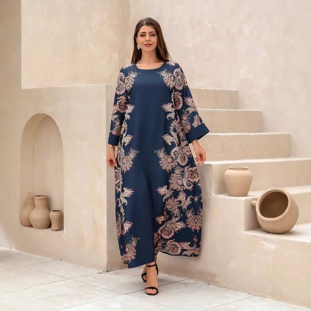 Kaftan Abaya Women Dresses Eid Muslim Jalabiya Pearls Arab Print Long Robe Ramadan Dubai Morocco Abayas Islam Party Vestidos X250514