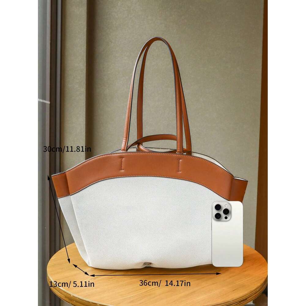 Women's canvas tote bag, premium texture, versatile, capacity, hand-held, single shoulder large bag