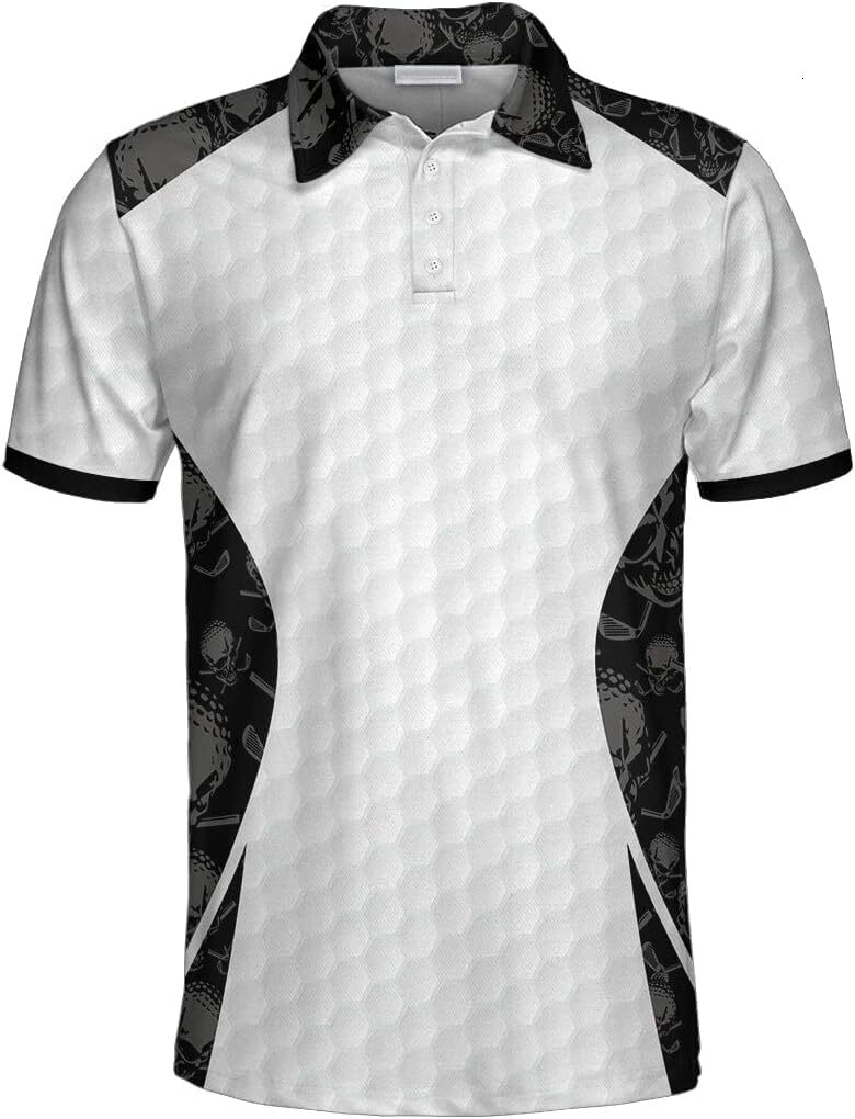 Mens Polo shirt Grip I Rip I Sip I Golf Whie Polo Shir, Skull Paern Shir for Chrismas, Scary Gif Idea for Golfers, Mens Polo Shirs for Gifs, Shor Slee