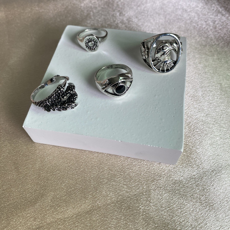 New Personalized Trendy Sun Devil Eye Eagle Claw Ring 4-piece Set