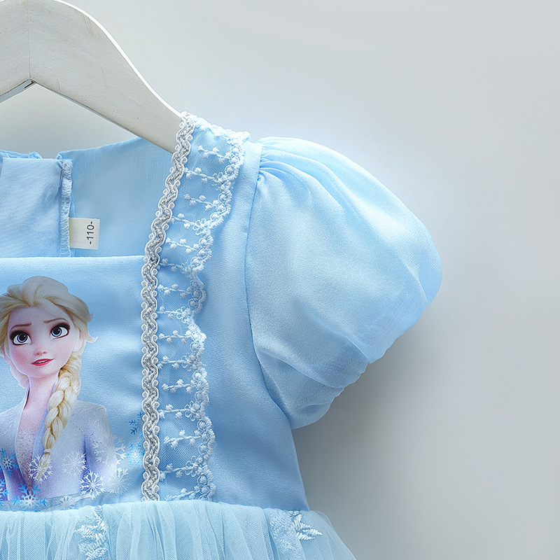 DISNEY Frozen Elsa princess kids designer clothes baby clothes girl dress summer dress baby girl net puffy dress summer outfit