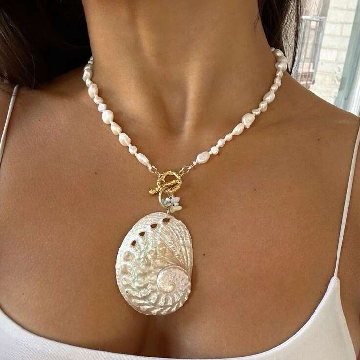 Exaggerated natural shell patchwork collarbone chain ocean style on holiday necklace