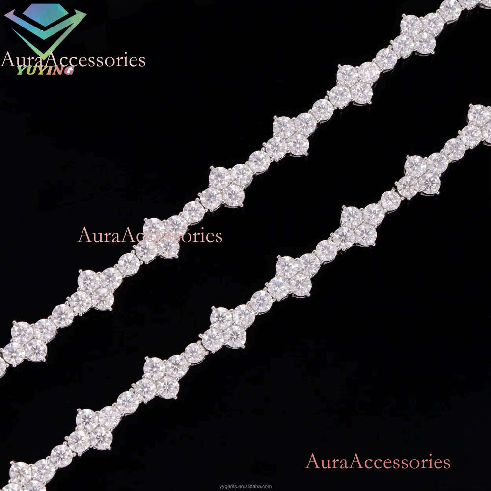 Yu Ying New Style Cross Fine Jewelry 6mm Wide Hip Hop S Sier Moissanite Tennis Bracelet