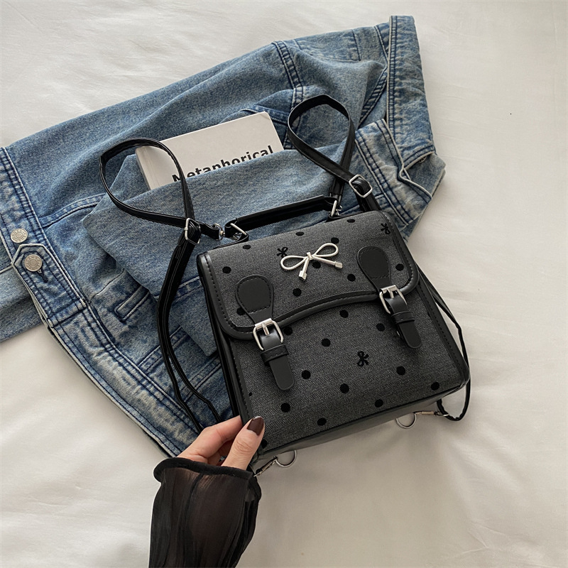 Free Delivery Designer Bag Leisure And Fashion Hand Women's 2025 New Korean Version Bow Canvas Student Backpack Luxury Bag