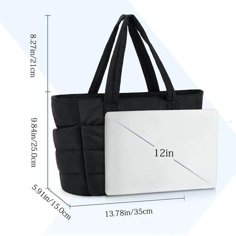 Puffy Tote For Women Big Square Cotton Padded Female Quilting Shoulder Bagshopper Purse Simple Daily Handbag Women's Bag