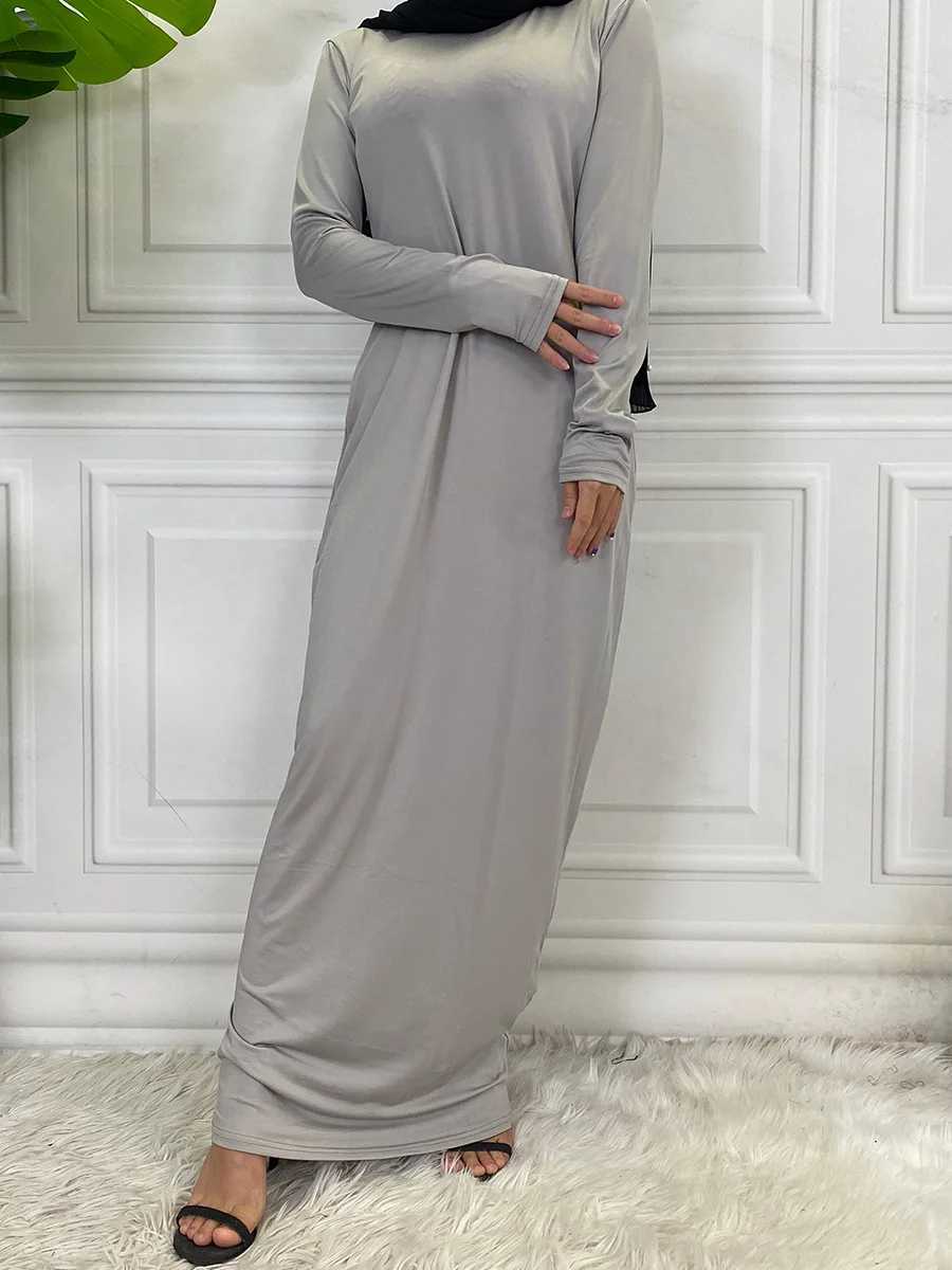 Muslim Middle East new fashion base solid color dress Dubai Turkey Arab elegant popular womens dress X250514