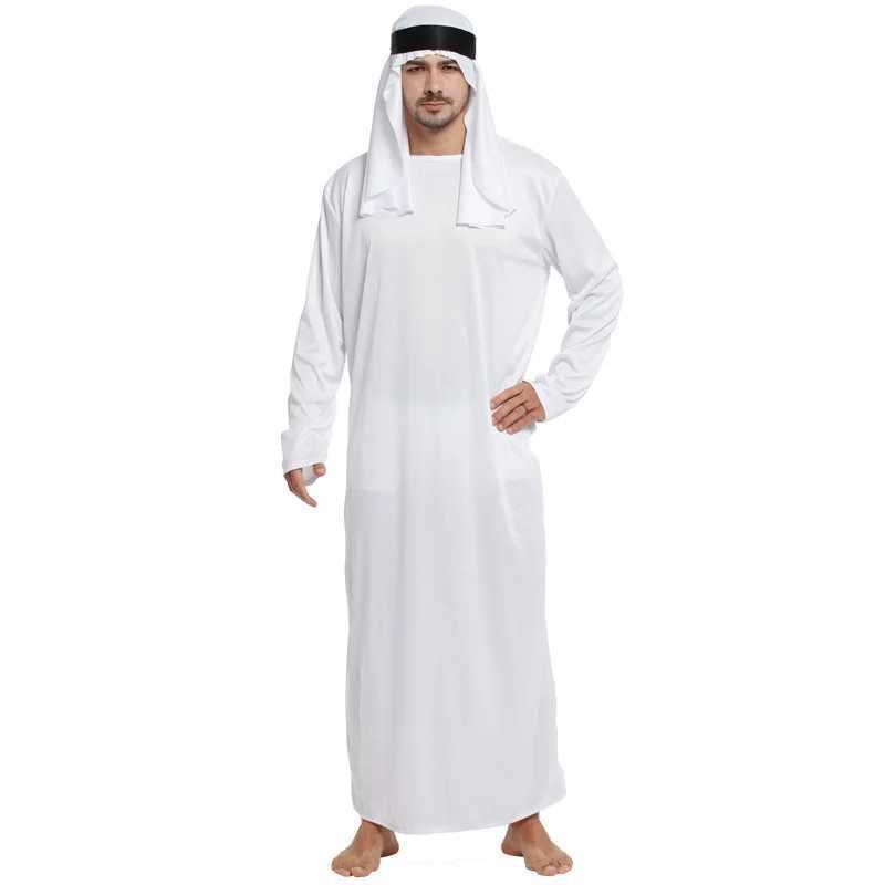 2025 Male Outfits Arab Uae Robe For Men Long Sleeves Arab Muslim Middle East Crew Neck Dubai Thobe Long Abaya With Headband Strap X2505141