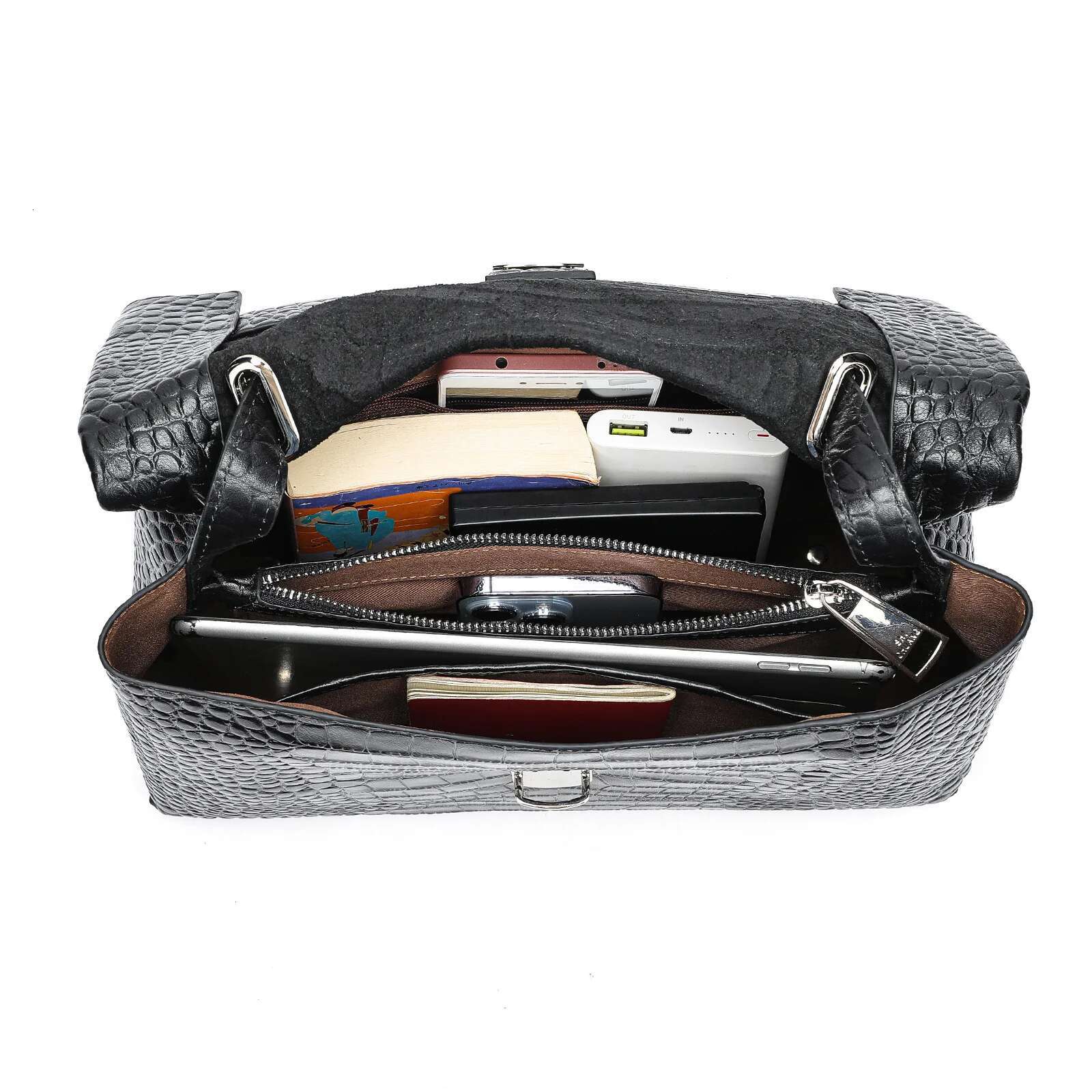 High-Grade Leather Women's Bag Fashion Crocodile Print Handbags Large Capacity Commuter Shoulder Crossbody Bags Woman