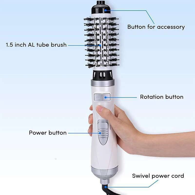 Three-in-one rotary electric straightener, curling iron, dryer, hot air comb, negative ion hair brush