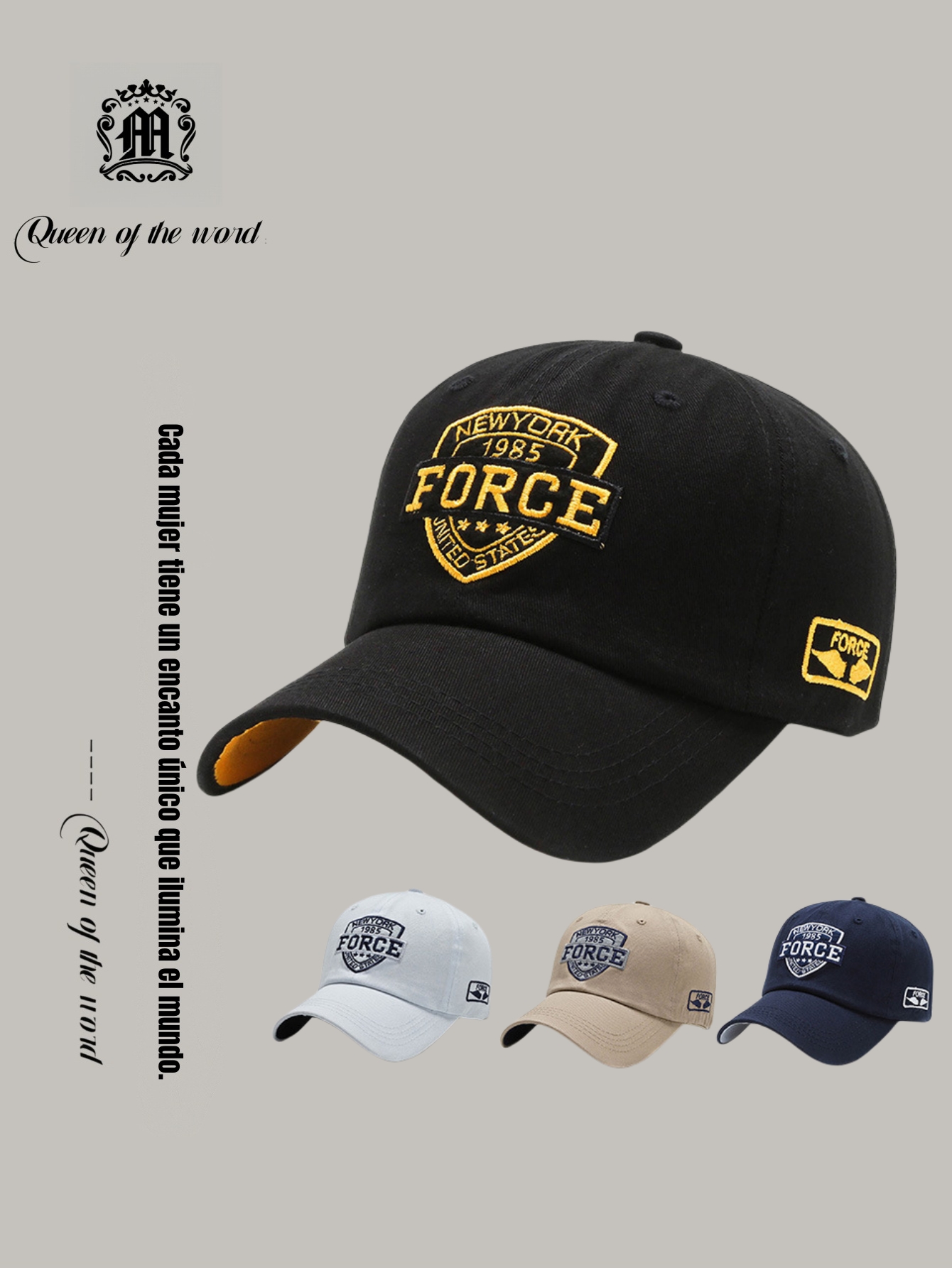 queen of the word 2 Women's baseball caps Women's summer sun hats Embroidered spring and autumn sun protection soft top hats Casual all-matc