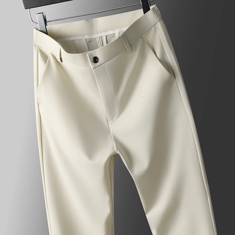 29-42 Mens Summer Pants Thin Straight Stretch Casual Pants with No Trace No Ironing Fabric Silky and Cool Feeling 250513