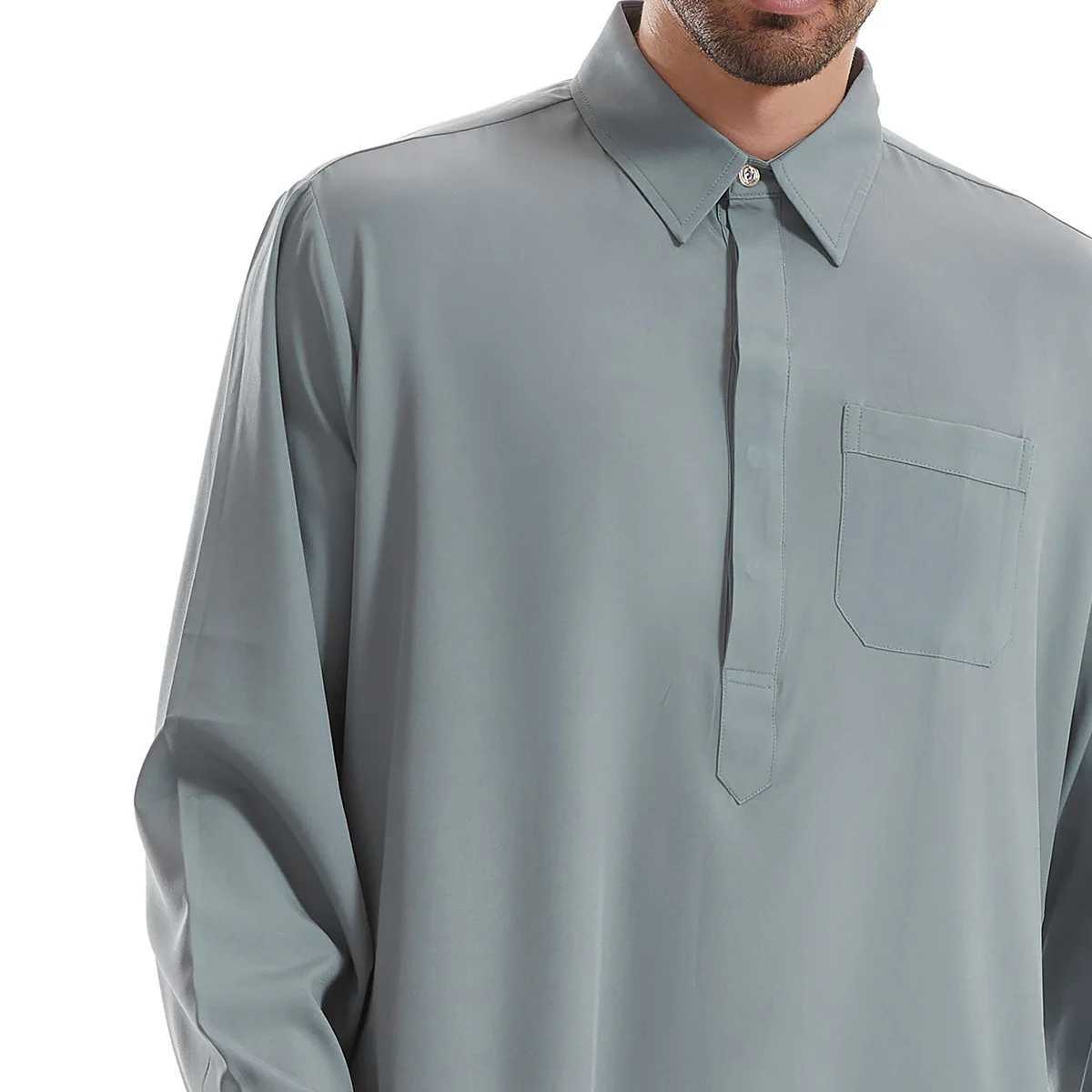 Muslim Mens Robes Qatar Robe Pocket Design Arab Middle Eastern Mens Wear Arabic Jubba Thobe Daffah Dishdasha Kaftan Abaya Dress X250514
