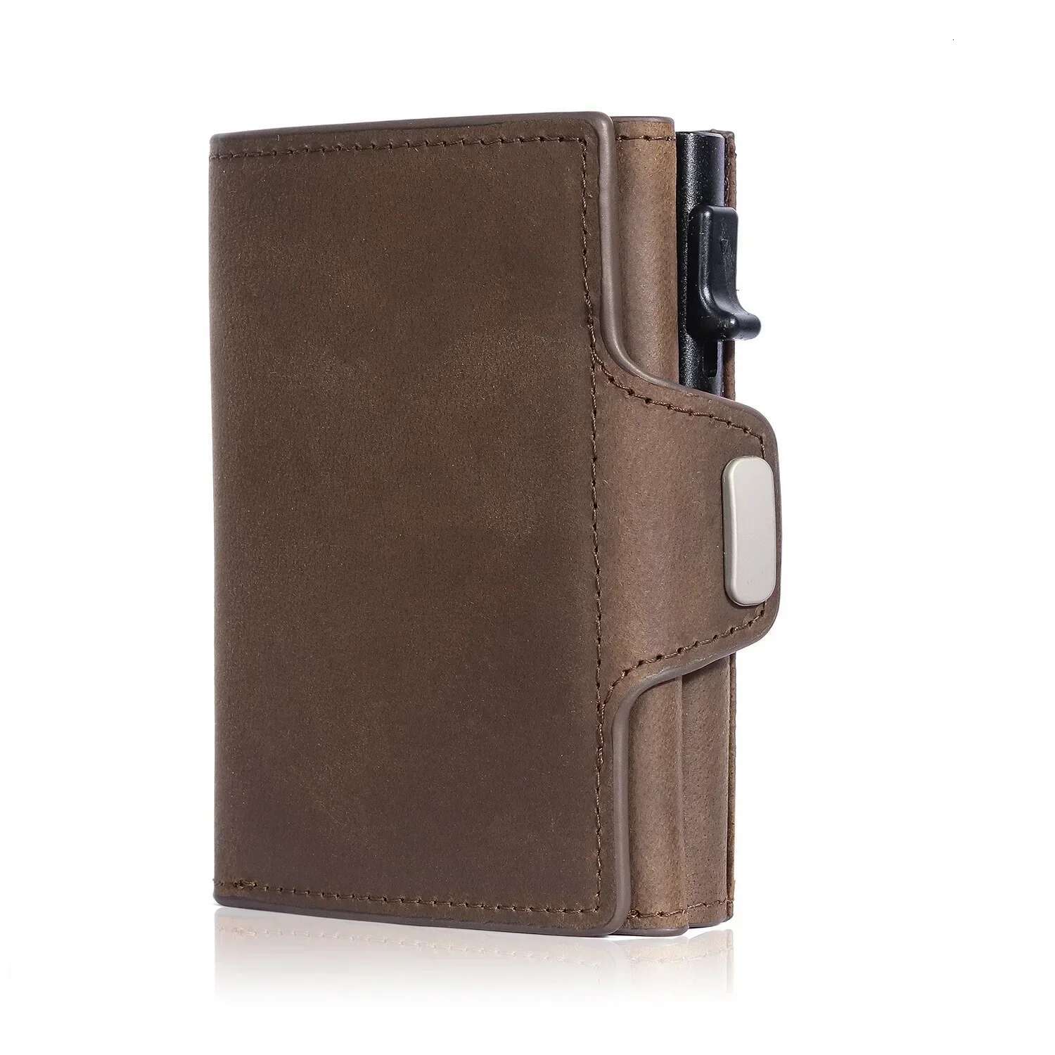 Pop-Up Credit Card Case RFID Protection Pu Leather Wallet with Compartment Notes Coins for Men and Women
