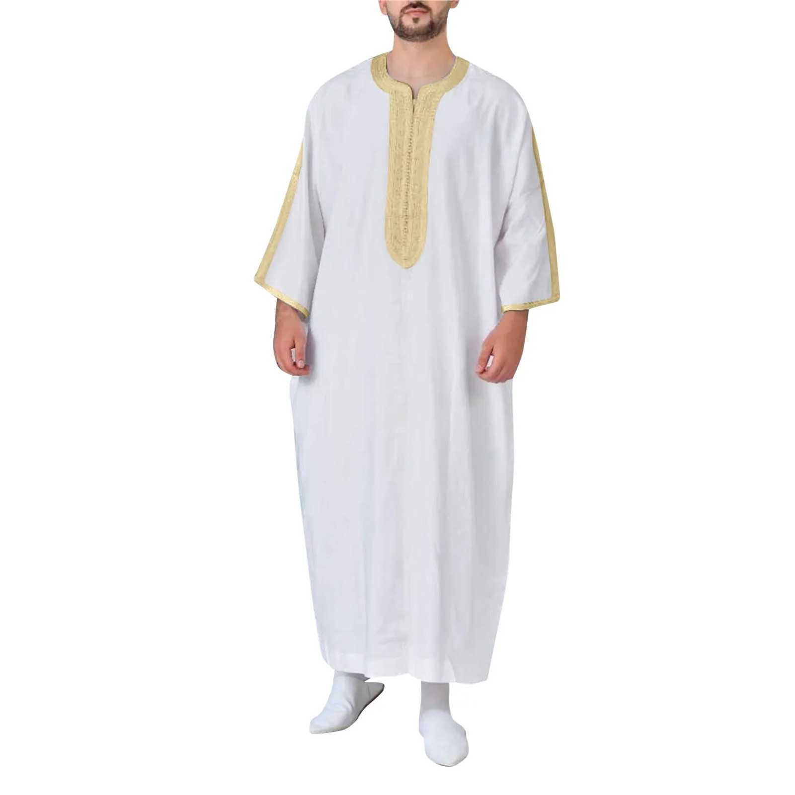 Oversize Muslim MenS Cotton Shirts Mens Summer Middle Sleeved Leggings Robe Solid Color Inwrought Loose Man Clothing Camisas X250514