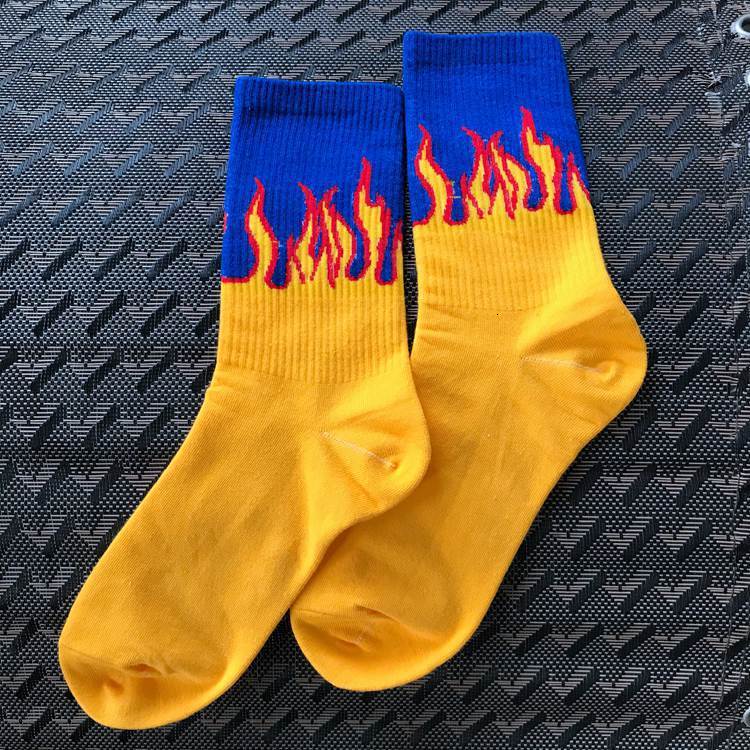 Designer Socks Korean INS Fashion Brand Haruku Style Flame Tube Cotton Street Hip Hop Skateboarding Men S And Women S Sports Socks Sports Socks
