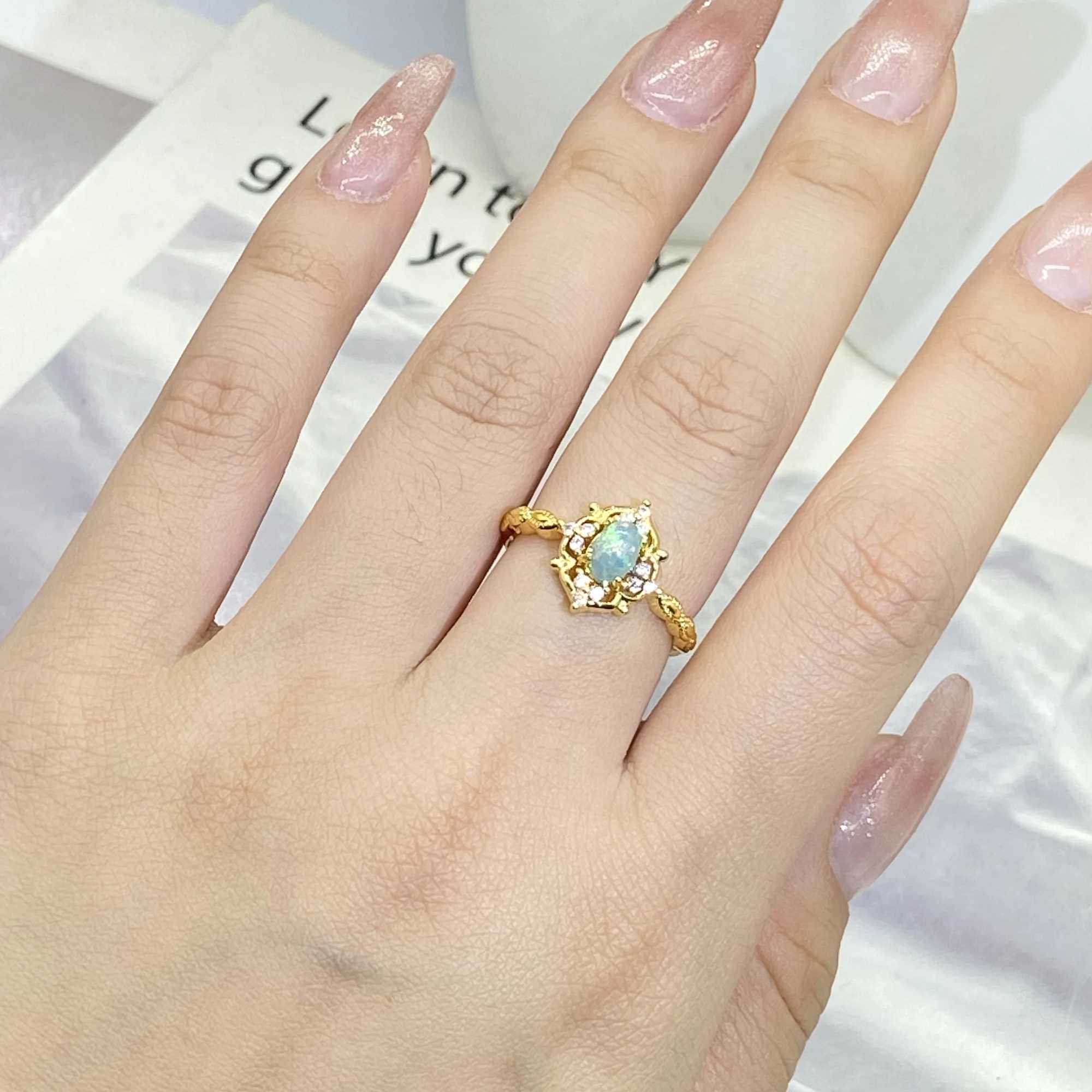 Vintage Rings 925 Silver Jewelry With Opal Zircon Gemstone Gold Color Finger Ring Ornaments For Women Wedding Promise PartyXJ250514
