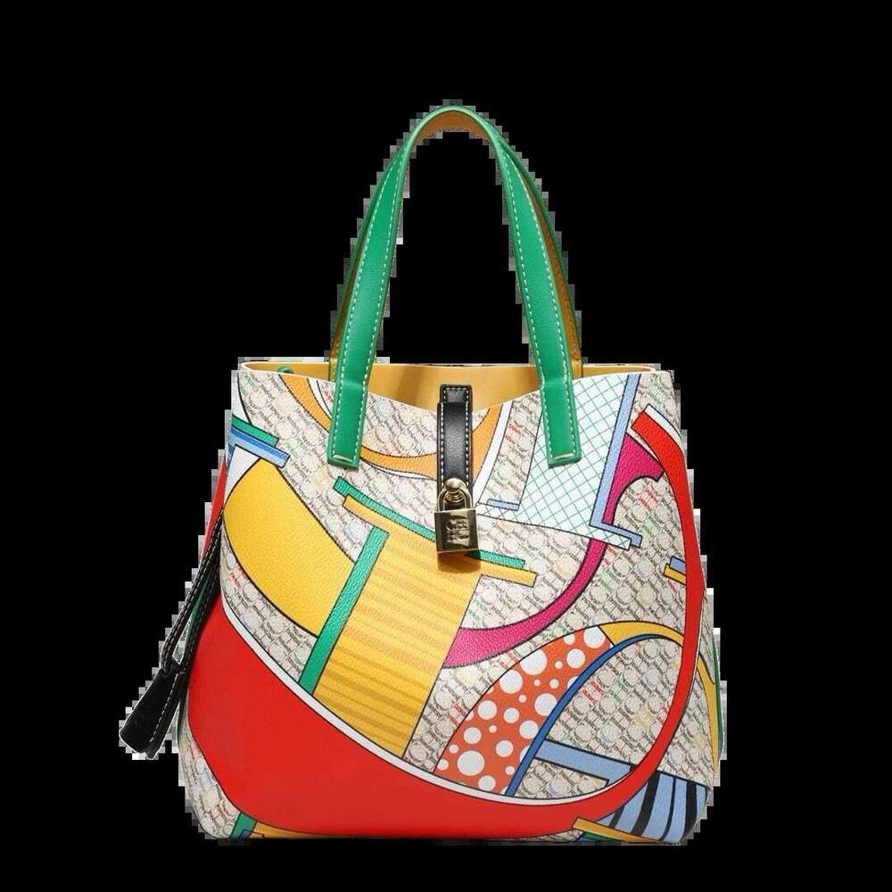 New Unique Large Capacity Women's Bucket Shoulder Bag Classic Retro Exquisite Print Style Multi Purpose