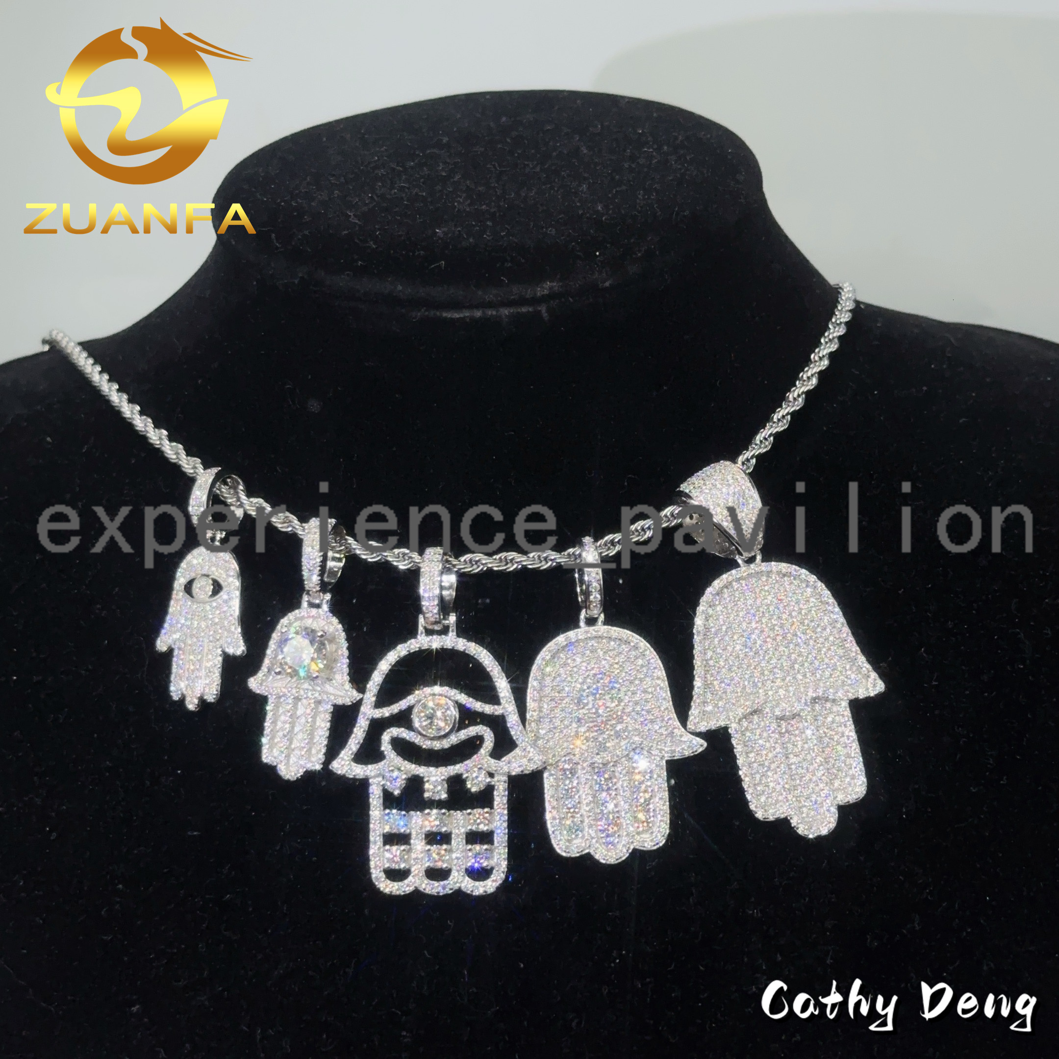 Ready to Ship Hand Pendant Moissanite Hip Hop Jewelry Hamsa Iced Out Pendant 925 Sterling Silver Rapper Jewelry Charm Pendant