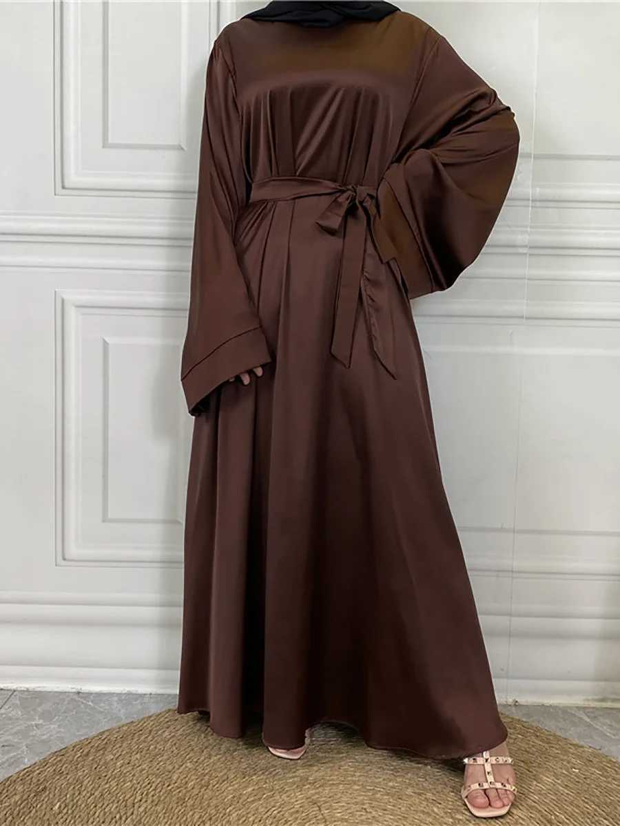 Ramadan Abaya Femme Musulmane Satin Hijab Dress Turkey Kaftan Caftan Marocain Muslim For Women Vestido Islam Simple Maxi Robe X250514