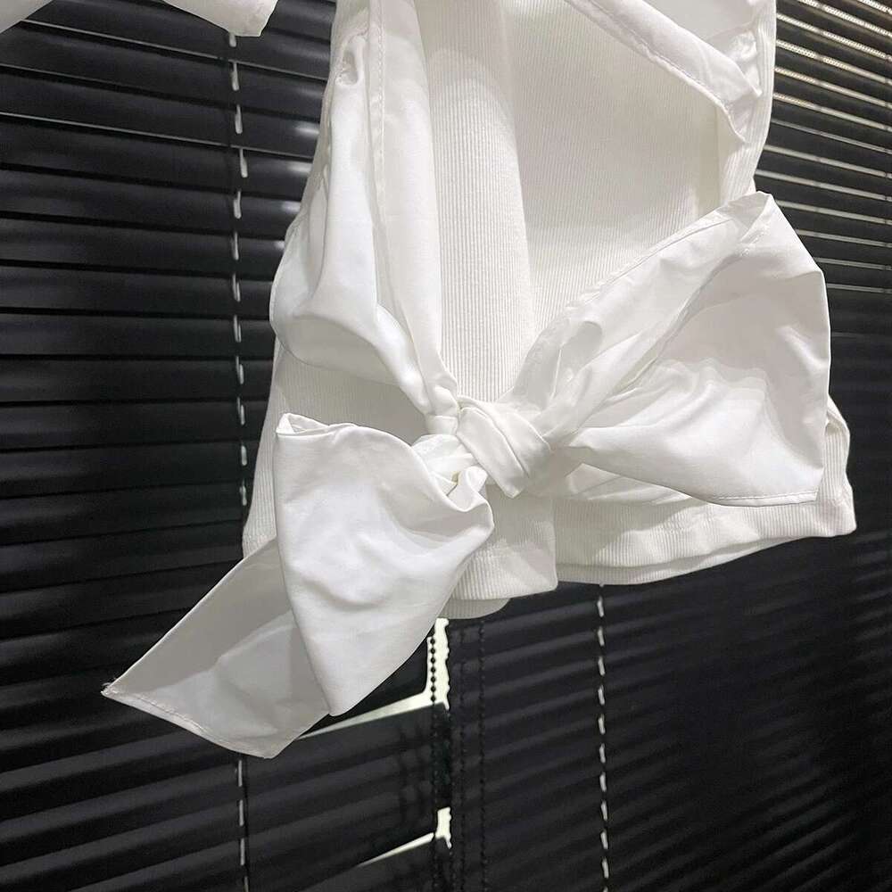 Getspring Women Tanks 2025 Spring Summer Three Dimensional Bow Decorative Sleeveless Slim White Tops All Match Fashion Vest New
