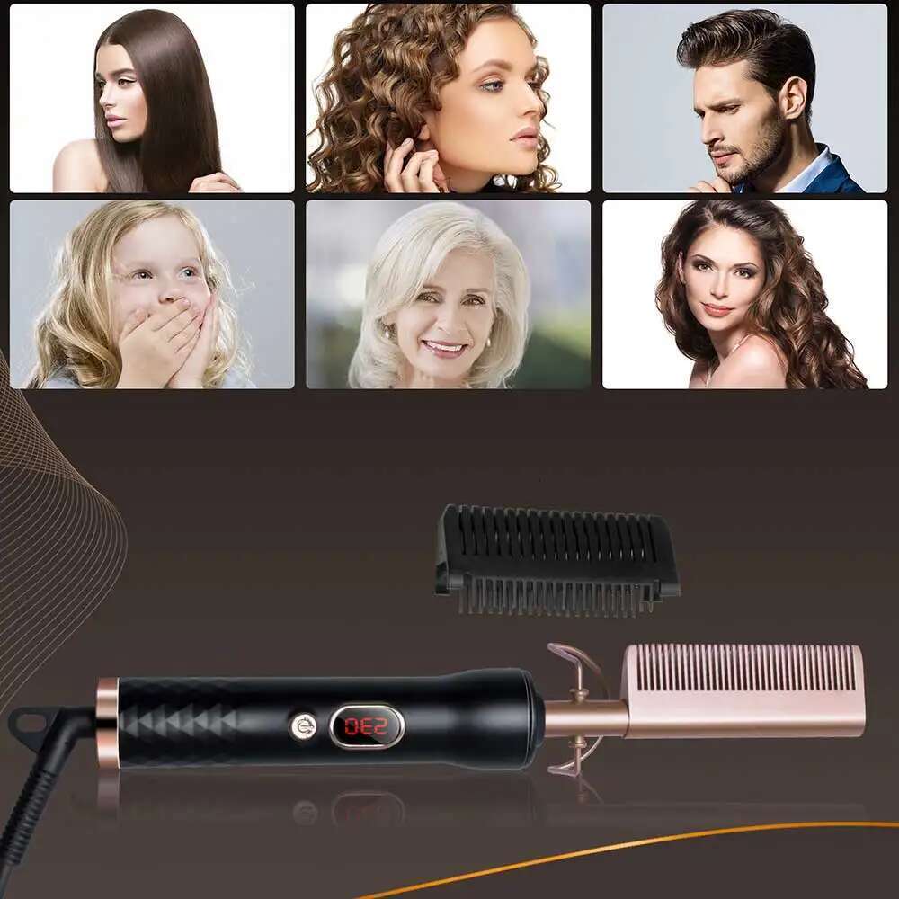 Electric Fast Heating Portable Travel Anti-Scald Beard Straightener Hair Styling Tool 2 in1 Hot Comb