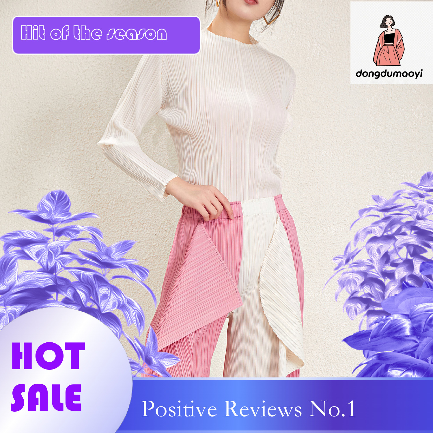 dongdumaoyi Miyake temperament long sleeved T-shirt for women's spring new collection, slim fit and slimming look, inner layer bottom shirt, plea