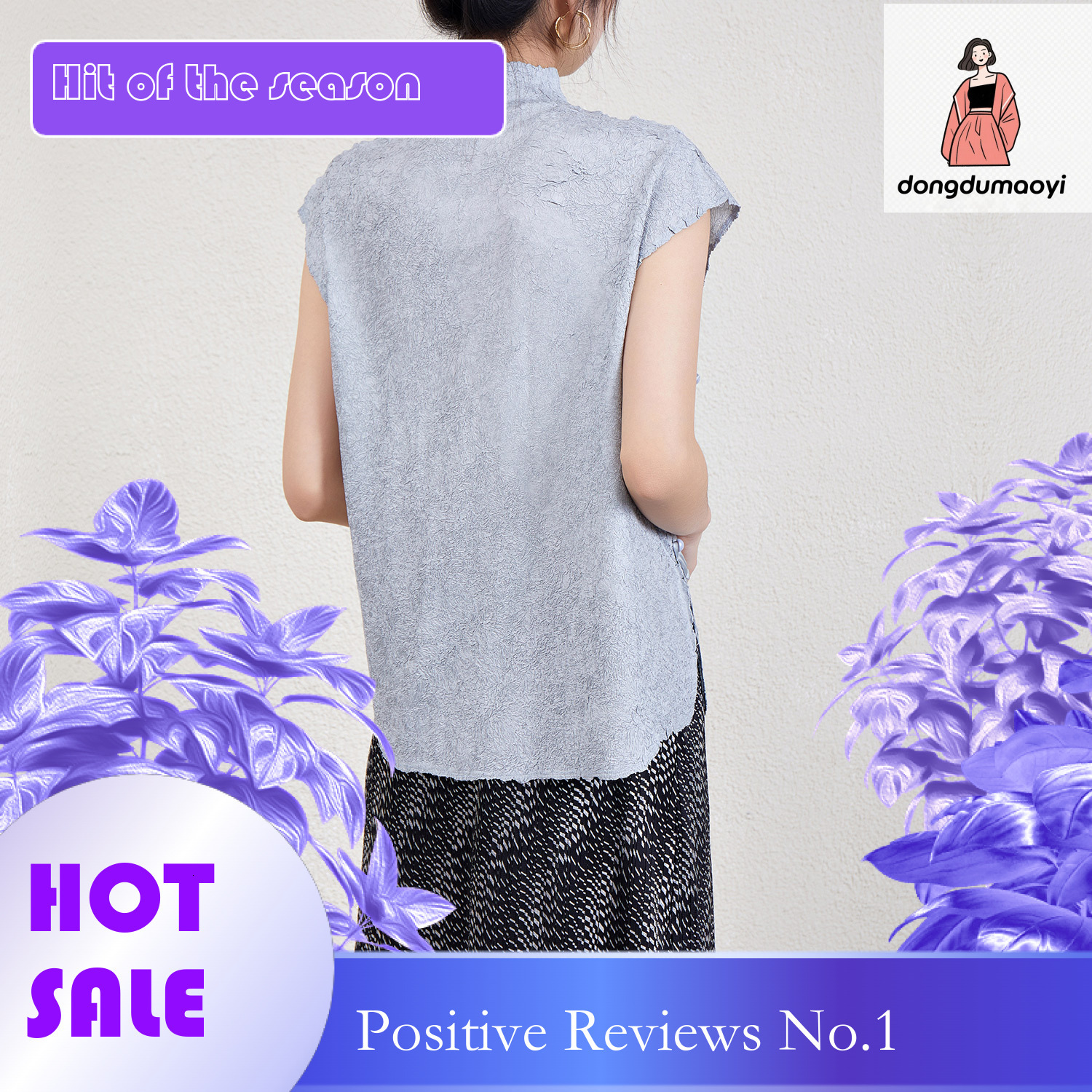 dongdumaoyi Chinese style modified cheongsam top 2024 summer thin, high-end, versatile pleated short sleeved button up shirt