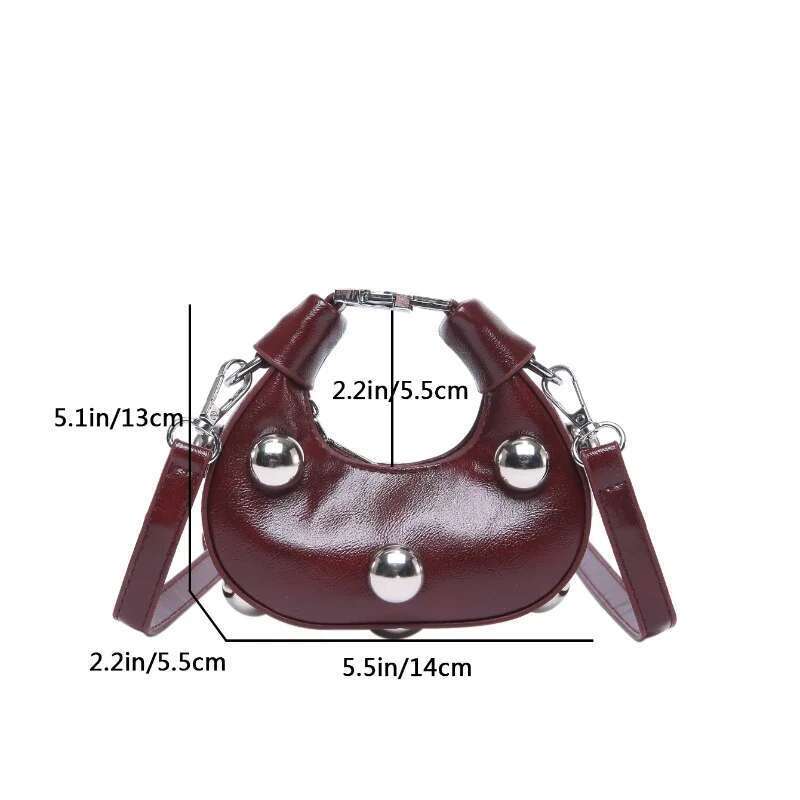 Retro Versatile Ladies Mini Handbag Big Rivet Personality Designer Crossbody Bags for Women Streetwear Shoulder Bag