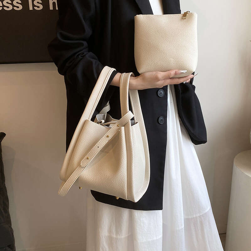 Litchi pattern esign, mother an chil water bucket 2025 high-en western-style women's simple shouler han-hel vegetable basket bag, new casual fash