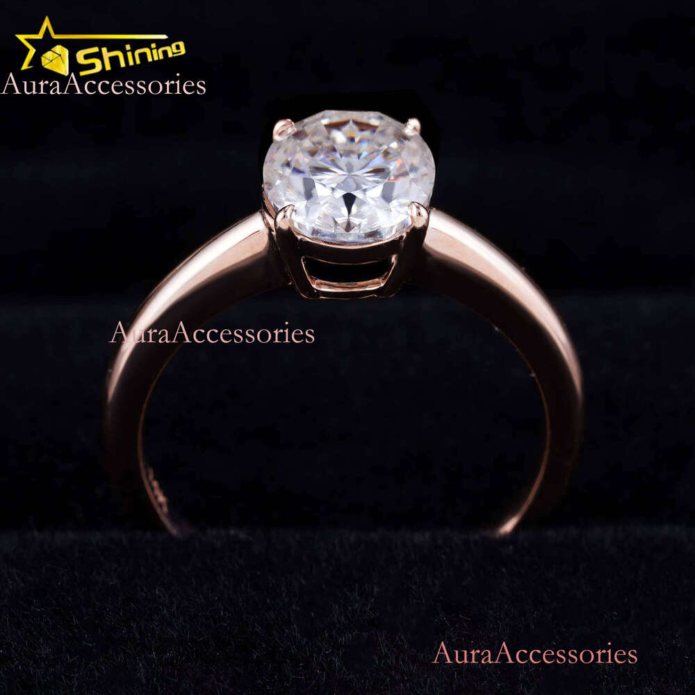 Lab Grown Engagement Rings 14K Solid Rose Gold Salitaire Dias Plain Band Symple Design Ring
