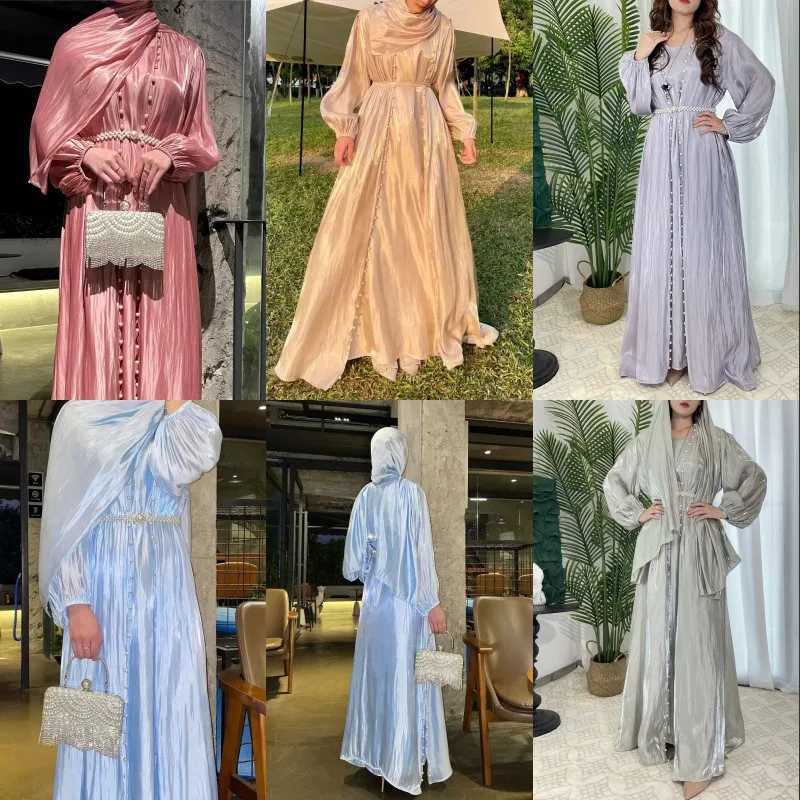 Middle East Women Djellaba Gown Eid Muslim Lantern Slve Dresses Long Robes Abaya Kaftan Cardigan Scarf Belt Burquas X250514