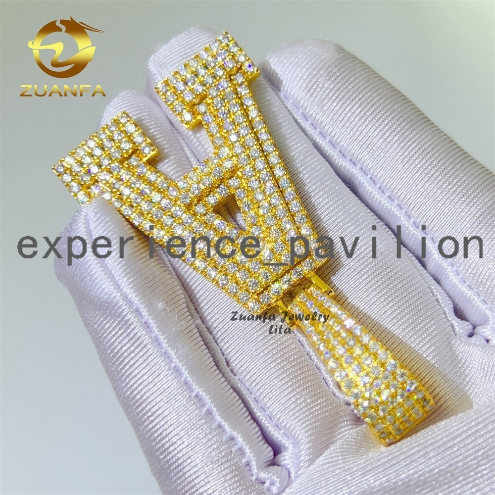 Custom Wholesale Price Hip Hop Jewelry 26 Initial Name Iced Out 925 Silver Moissanite Letter Pendant