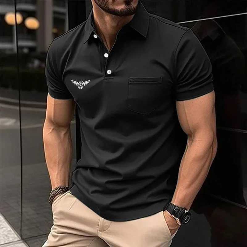 Mens Shirt Pique Polo Shirt Casual Holiday Short Slve Fashion Solid Color Patchwork Pocket Summer Regular Fit Shirt X2505141