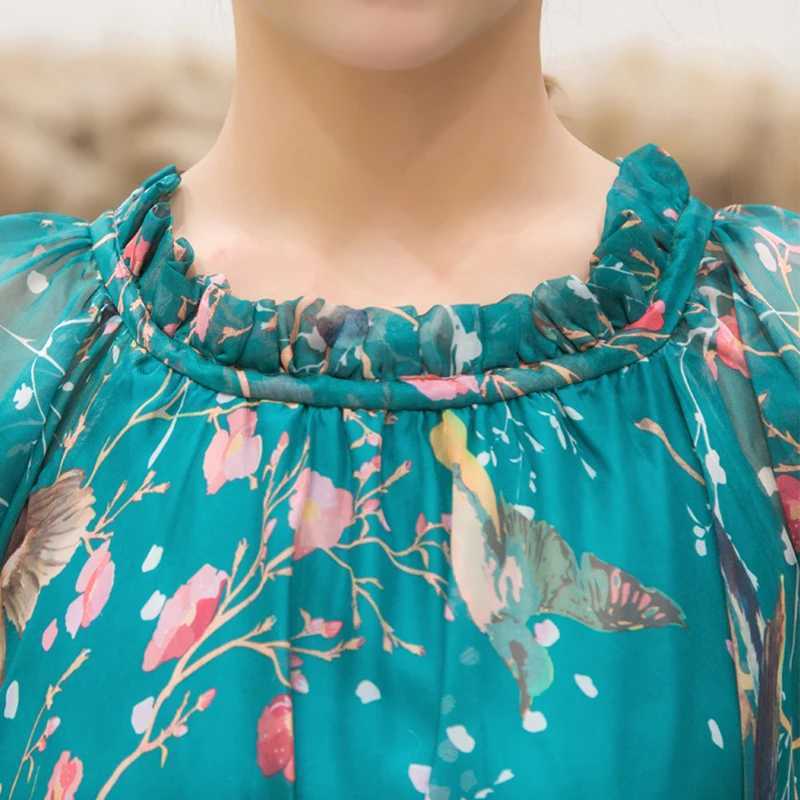 2024 Boho Floral Print Party Dress Women Vestidos Elegant Fashion Loose Chiffon Long Slve Muslim Abaya Islamic Clothing Robes X250514