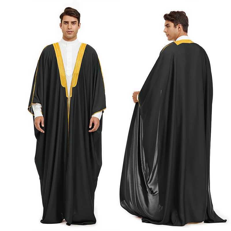 Bisht Arabic Cloak Islamic Muslim Dubai Men Bisht Abaya Eid Arab Thobe Saudi Men Robe X250514