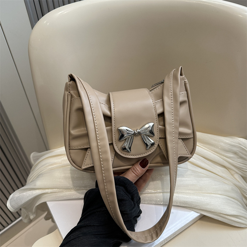 Free Delivery Designer Bag Korean Version Of Pleated Shoulder With Bow On Top Women's New Versatile Instagram Underarm For Spring And Summer 2025