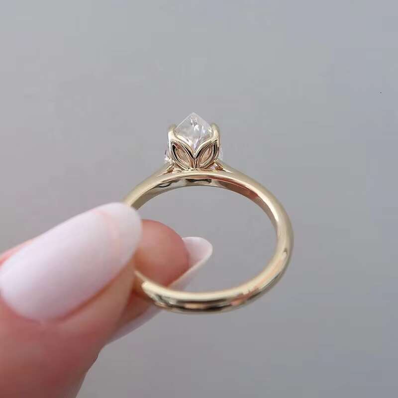 Custom Made Women Engagement Ring Bridal Jewelry Solid 14K Gold Moissanite Ring