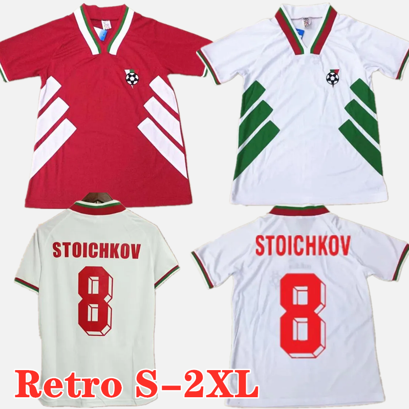 S-2XL 1994 Bulgaria National Team Mens Retro Soccer Jerseys STOICHKOV IVANOV ANDONOV Home White Away Football Shirt Short Sleeve 000