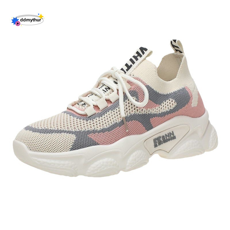 Flyknit sneakers for spring 2023, lightweight mesh, soft sole, casual, non slip, odor proof, breathable women's shoes ddmythur