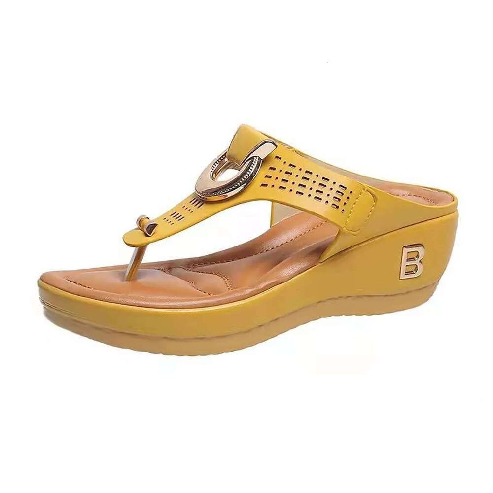 Women Suede Flip ps Slope Shoes Comfortable Thick Sole Soft Wedge Fashionable Corrective Beach Slippers Sandals