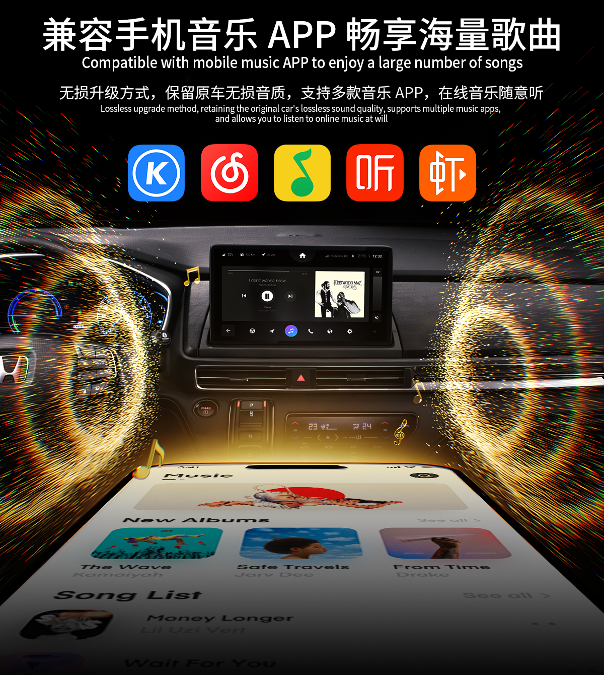 BY-961S Android 10 Wireless CarPlay/Android Auto AI Box HDMI Input Open-System 2+32GB Global Language Support Car AI box factory OEM
