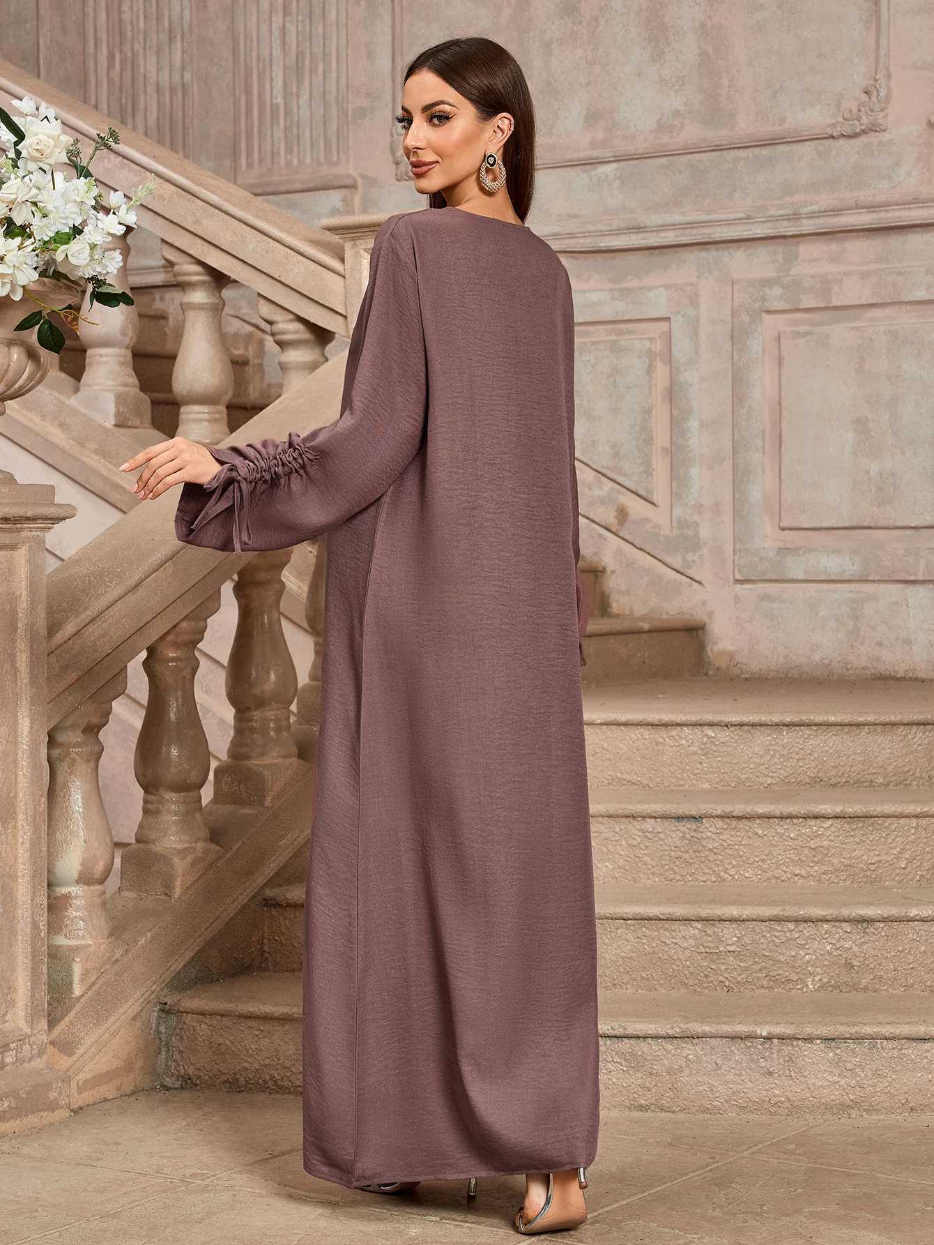 Closed Abaya Women Muslim Dress islamic Clothing Women Modest Dresses With Adjusted String Slves New Robe 2025 New Design X250514