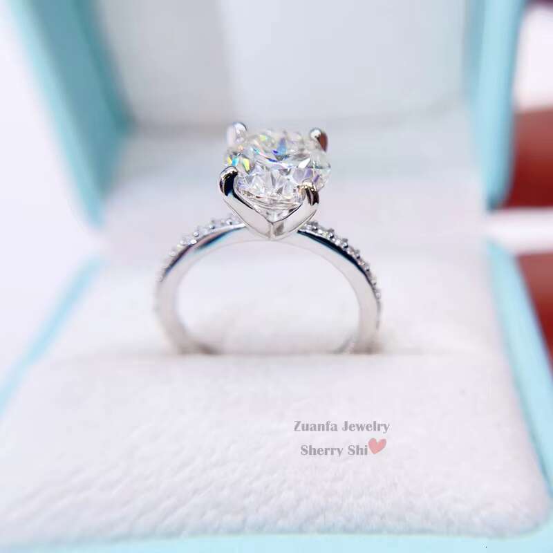 Iced Out Band VVS Gra Certificated Solid Silver Engagement Wedding Women Moissanite Ring 5CT