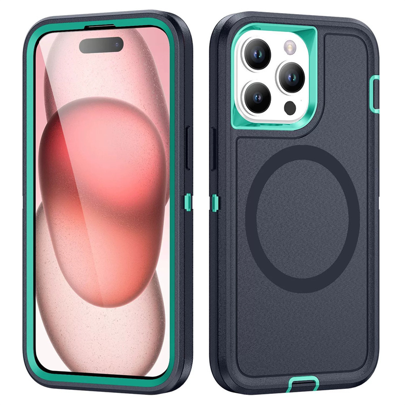 Heavy Duty Rugged Magnetic Charge Defender Case Cover For iPhone 16 15 14 Plus 13 Pro Max Dual Layer 3 in One Shockproof With Magsafe Capa