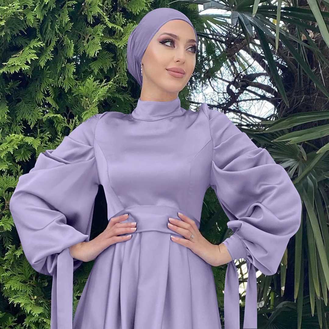 2025 New Muslim Abayas Solid Color Long Slves Summer Winter Dresses Ramadan Dance Party Islamic Clothing Fashion Dresse X250514