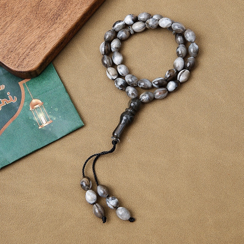 33 Muslim Tabiha Islamic daily prayer beads, straight hair