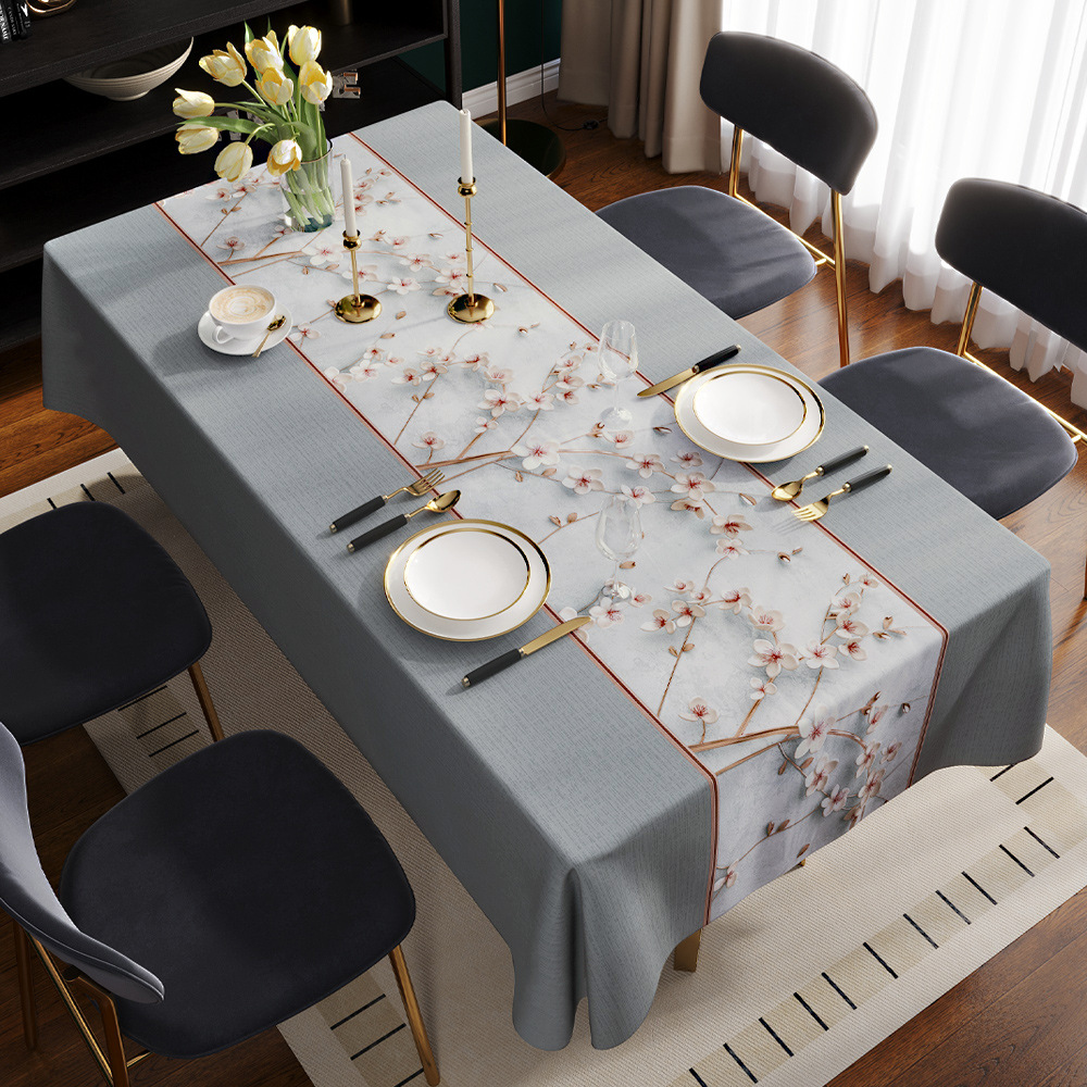 T0464 tablecloth high-grade light luxury waterproof oil-proof anti-scalding wash-free dining table coffee table mat pvc rectangular