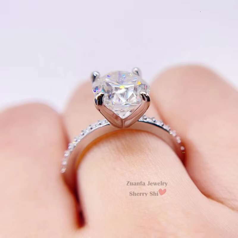 Iced Out Band VVS Gra Certificated Solid Silver Engagement Wedding Women Moissanite Ring 5CT